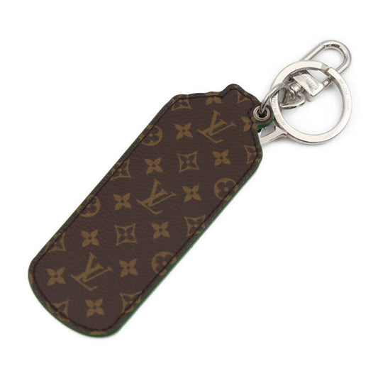 美品 LOUIS VUITTON ルイ ヴィトン ポルトクレ LVペイント モノグラム キーホルダー MP3384 PVC レザー ブラウン ホワイト グリーン シルバー金具 キーリング バッグチャーム ビトン