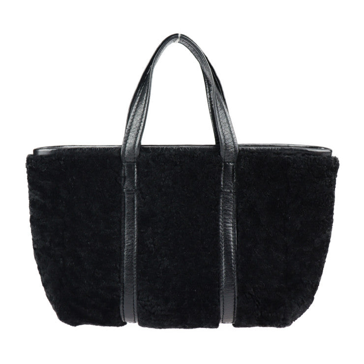 BALENCIAGA バレンシアガ バルベス スモール ハンドバッグ 671404 ムートン レザー ブラック シルバー金具 2WAY ショルダーバッグ