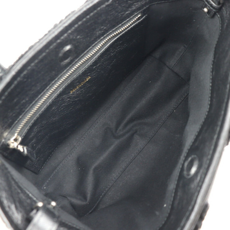 BALENCIAGA バレンシアガ バルベス スモール ハンドバッグ 671404 ムートン レザー ブラック シルバー金具 2WAY ショルダーバッグ