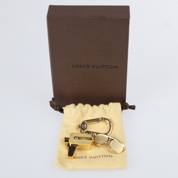 美品 LOUIS VUITTON ルイ ヴィトン ポルトクレ カンヌ その他小物 M65383 メタル ラインストーン ゴールド カメラ サングラス バッグチャーム ビトン キーホルダー