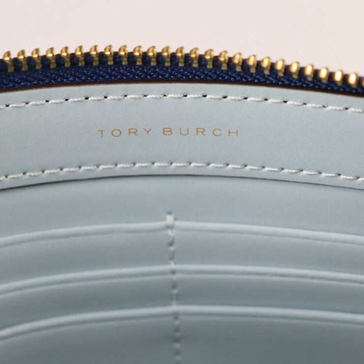 超美品 Tory Burch トリーバーチ カラーブロック タッセル クロスボディ ショルダーバッグ - レザー BLUE WILD PANSY ブルー系マルチカラー ゴールド金具 2WAY クラッチバッグ ポーチ 花柄 フラワープリント クロコ型押し
