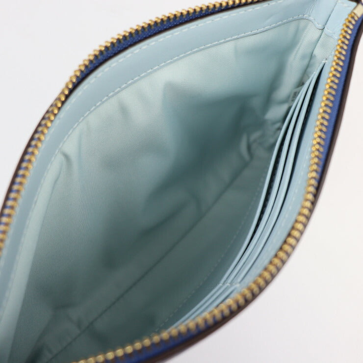 超美品 Tory Burch トリーバーチ カラーブロック タッセル クロスボディ ショルダーバッグ - レザー BLUE WILD PANSY ブルー系マルチカラー ゴールド金具 2WAY クラッチバッグ ポーチ 花柄 フラワープリント クロコ型押し