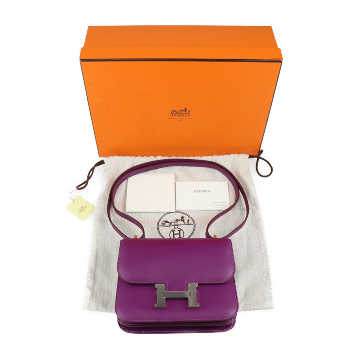 新品未使用展示品 HERMES エルメス コンスタンス 3 ミニ ショルダーバッグ 061677CKP9 ヴォースイフト アネモネ パープル系 シルバー金具 コンスタンス18 ミニコンスタンス T刻印