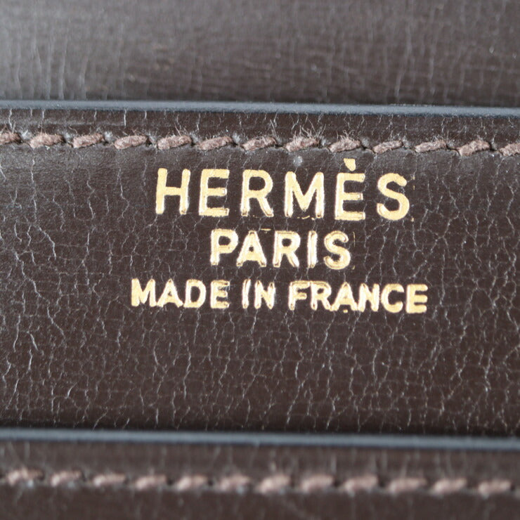HERMES エルメス ファコ GM 35 クラッチバッグ - ボックスカーフ ダークブラウン系 セカンドバッグ 書類鞄 〇O刻印