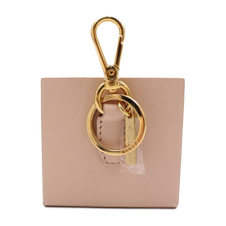 新古未使用展示品 FENDI フェンディ MINIBOX CHARM ミニボックス キーホルダー 7AR917 レザー ローズ ゴールド金具 バッグチャーム キーリング