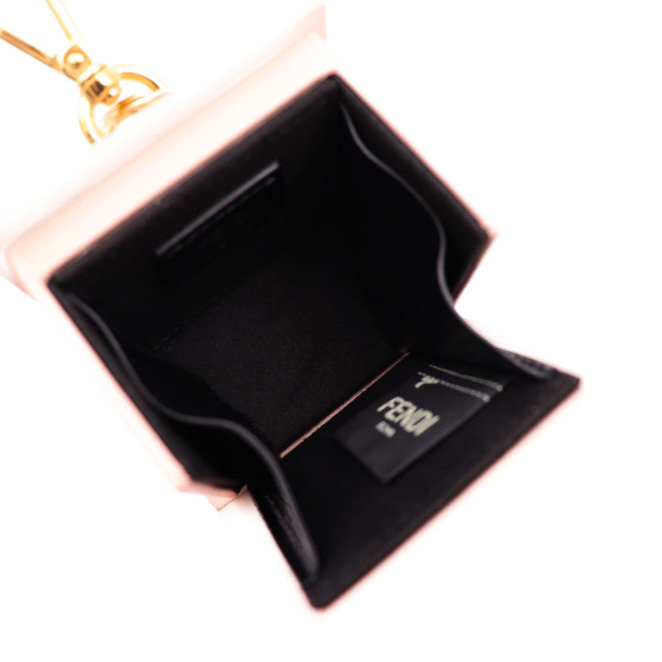 新古未使用展示品 FENDI フェンディ MINIBOX CHARM ミニボックス キーホルダー 7AR917 レザー ローズ ゴールド金具 バッグチャーム キーリング