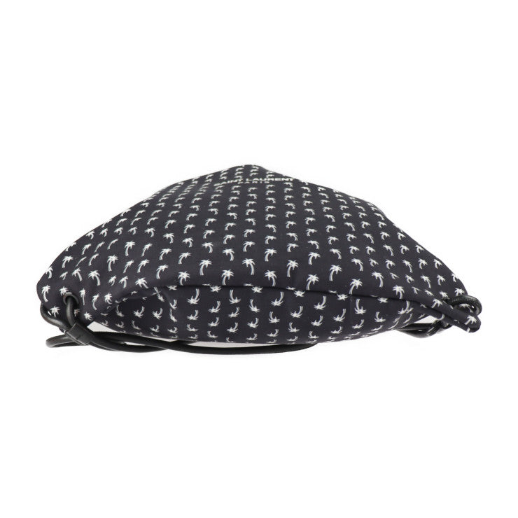 超美品 SAINT LAURENT PARIS サンローランパリ バッグ リュック・デイパック 553919 HPQ4E 1070 キャンバス ラムスキン ブラック ドローストリング 巾着型 バックパック パームツリー ヤシの木柄