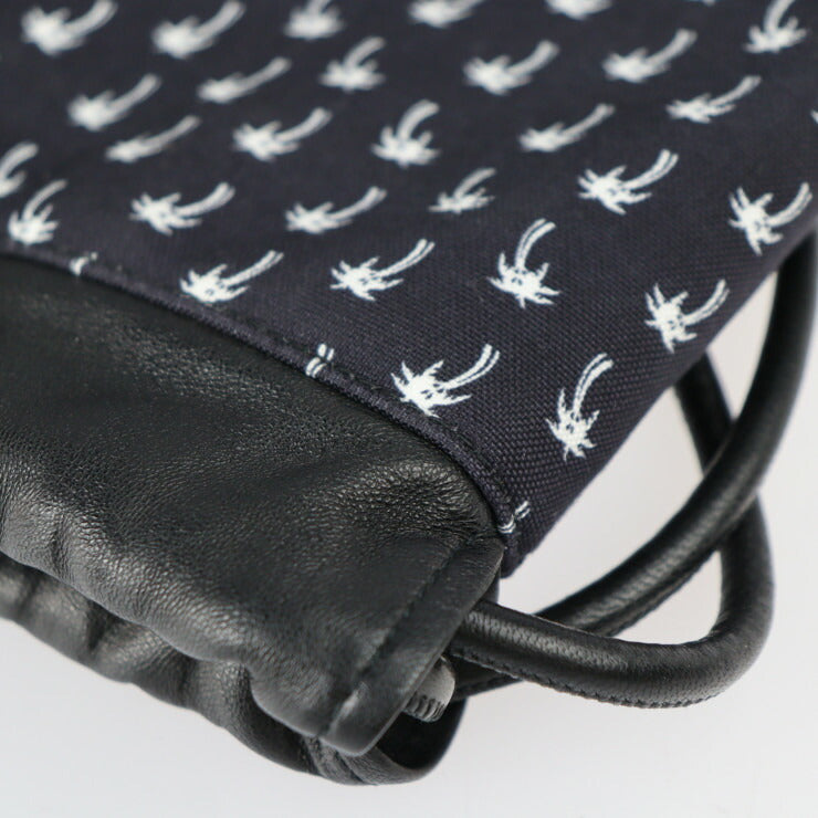超美品 SAINT LAURENT PARIS サンローランパリ バッグ リュック・デイパック 553919 HPQ4E 1070 キャンバス ラムスキン ブラック ドローストリング 巾着型 バックパック パームツリー ヤシの木柄