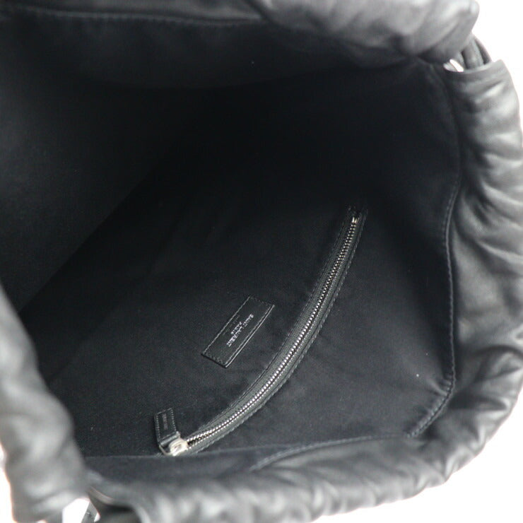 超美品 SAINT LAURENT PARIS サンローランパリ バッグ リュック・デイパック 553919 HPQ4E 1070 キャンバス ラムスキン ブラック ドローストリング 巾着型 バックパック パームツリー ヤシの木柄