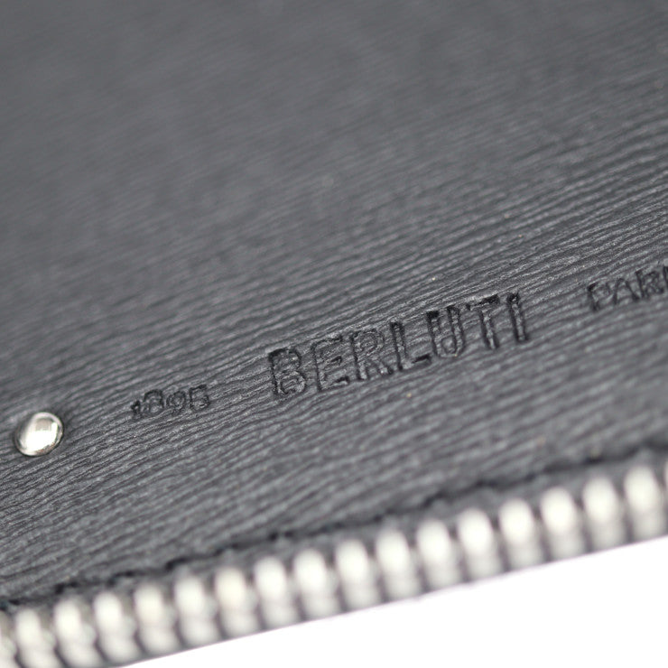 新品未使用展示品 Berluti ベルルッティ ITAUBA VERTICAL イタウバ バーティカル 二つ折り財布 - カーフスキン ブラック シルバー金具 ラウンドファスナー 長財布