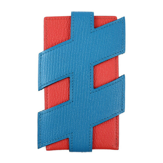 超美品 HERMES エルメス Hタグ カードホルダー カードケース - シェーブル ルージュ系 ブルー系 シルバー金具 定期入れ パスケース 名刺入れ Y刻印