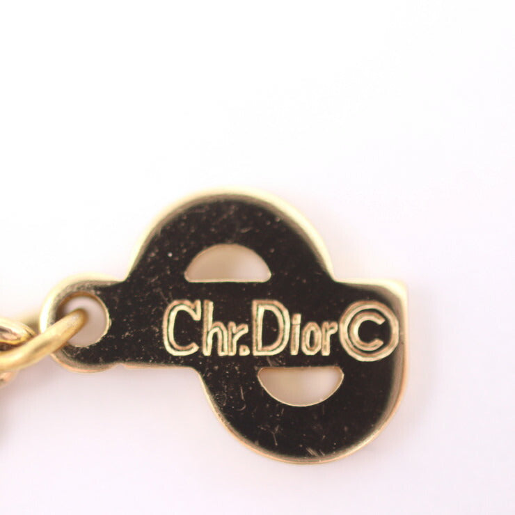 美品 Christian Dior クリスチャンディオール ネックレス ネックレス メタル ラインストーン ゴールド クリア グリーン CDロゴ カラーストーン ペンダント