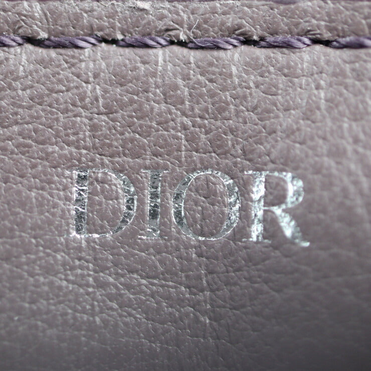 超美品 Christian Dior クリスチャンディオール SADDLE POACH サドルポーチ コインケース - レザー パープル系 シルバー金具 アクセサリーポーチ キーリング バッグチャーム 小物入れ