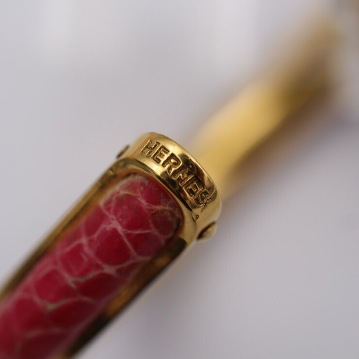 HERMES エルメス アクセサリー ブレスレット - クロコダイル メタル ピンク ゴールド ナロー Cバングル カフブレス