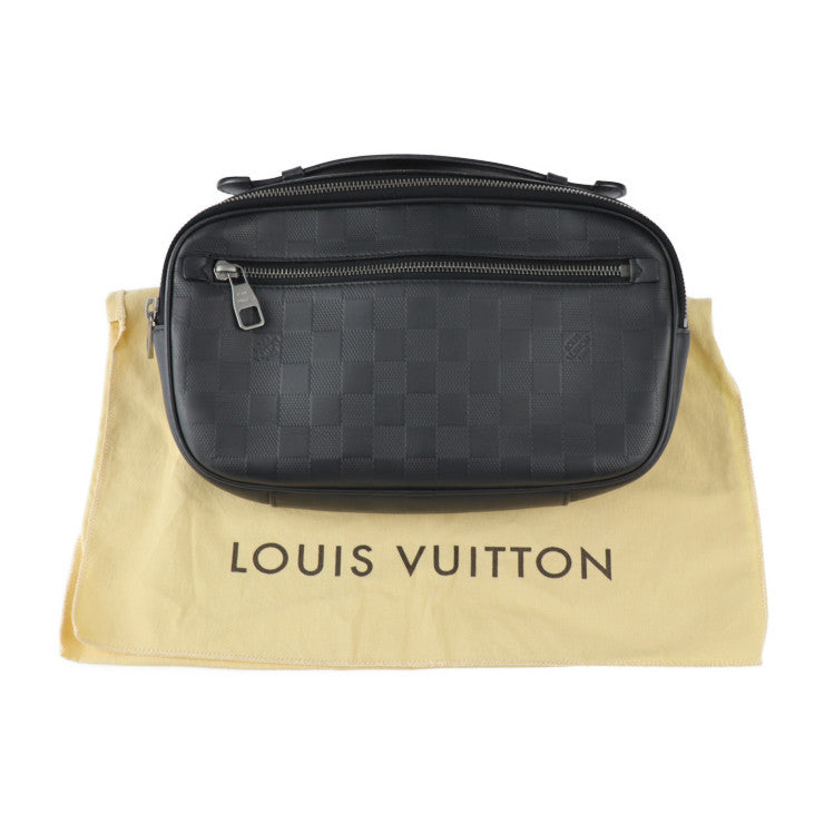 美品 LOUIS VUITTON ルイ ヴィトン アンブレール ダミエアンフィニ ボディバッグ N41288 レザー オニキス ブラック シルバー金具 2WAY クラッチバッグ セカンドバッグ ウエストバッグ