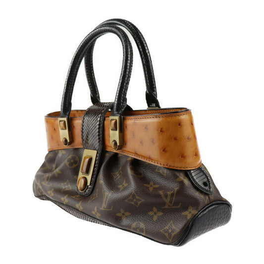 美品 LOUIS VUITTON ルイ ヴィトン ドーラ モノグラムワルツ ハンドバッグ M95089 PVC オーストリッチ×パイソン×リザード×レザー ブラウン ブラック ゴールド金具 エキゾチックレザー ビトン