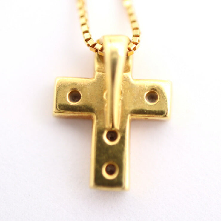 no brand ノーブランド ネックレス ネックレス - K18 ダイヤモンド 0.12ct イエローゴールド クロス 十字架 ペンダント 貴金属 アクセサリー