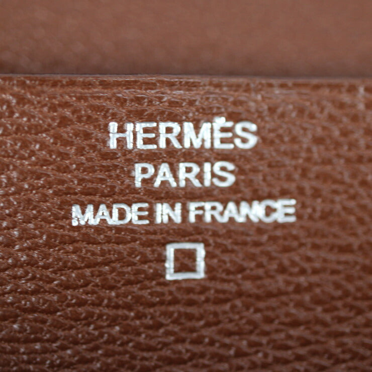 美品 HERMES エルメス アザップ コンバイン 二つ折り財布 - アリゲーター ブラウン系 シルバー金具 ラウンドファスナー 長財布 □Q刻印
