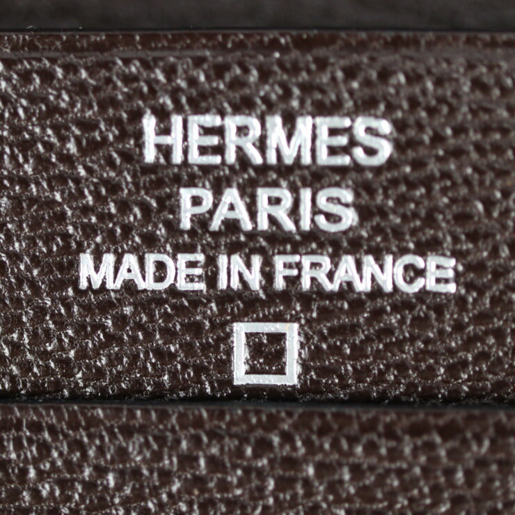 美品 HERMES エルメス アザップ コンバイン 二つ折り財布 アリゲーター ハバナ ダークブラウン系 シルバー金具 ラウンドファスナー 長財布 □M刻印