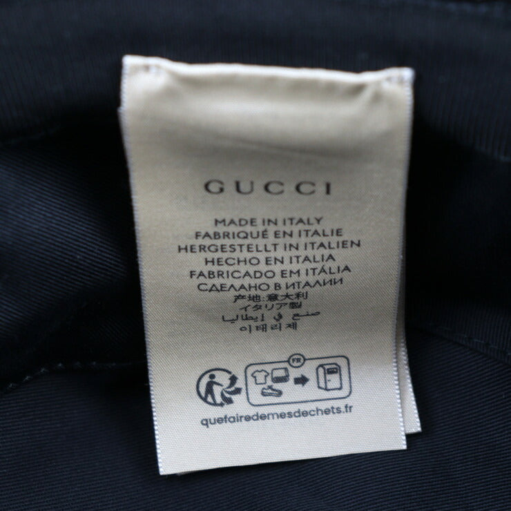 新品未使用展示品 GUCCI グッチ GGクリスタル ハット 760144 表記サイズ L ナイロン コットン ブラック 帽子 バケットハット