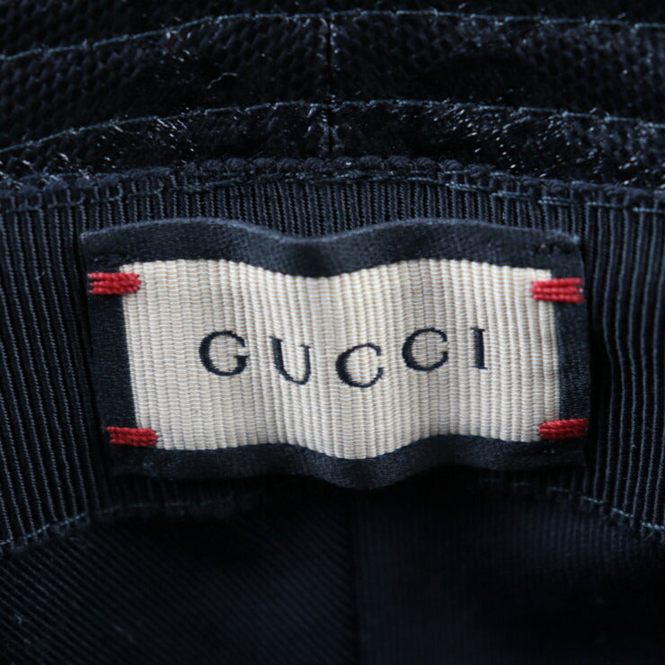 新品未使用展示品 GUCCI グッチ GGクリスタル ハット 760144 表記サイズ L ナイロン コットン ブラック 帽子 バケットハット