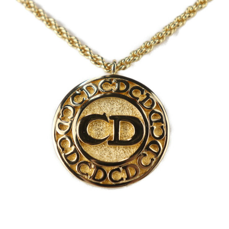 美品 Christian Dior クリスチャンディオール CD ロゴ ネックレス ネックレス - メタル ゴールド ペンダント サークル