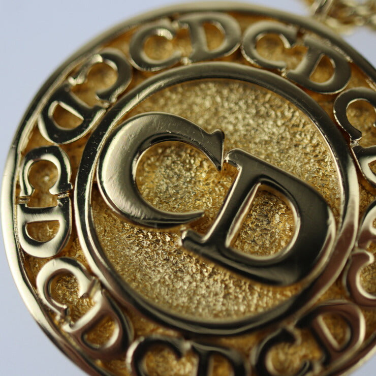 美品 Christian Dior クリスチャンディオール CD ロゴ ネックレス ネックレス - メタル ゴールド ペンダント サークル