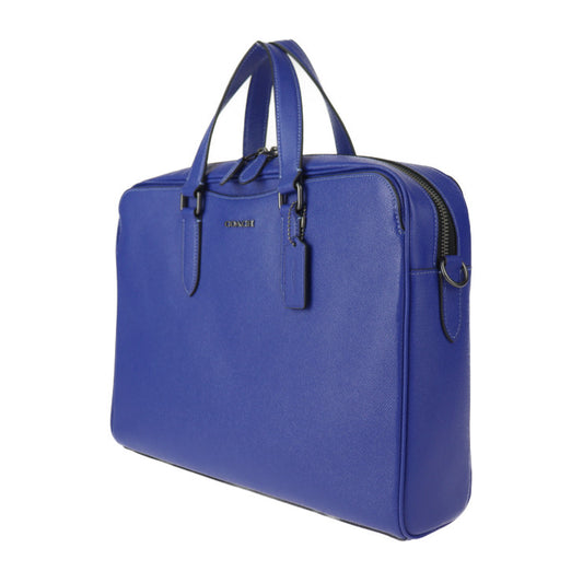 美品 COACH コーチ グラハム ストラクチャード ブリーフケース ビジネスバッグ C8173 クロスグレインレザー ブルー 2WAY ショルダーバッグ 書類鞄