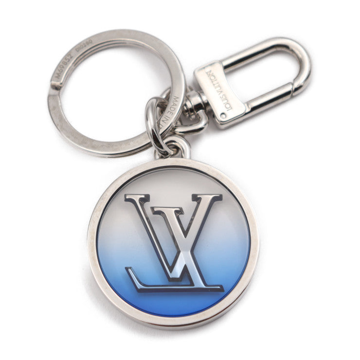 美品 LOUIS VUITTON ルイ ヴィトン ポルトクレ インクリュージョン キーホルダー M69852 メタル プラスチック シルバー ブルー LVサークル