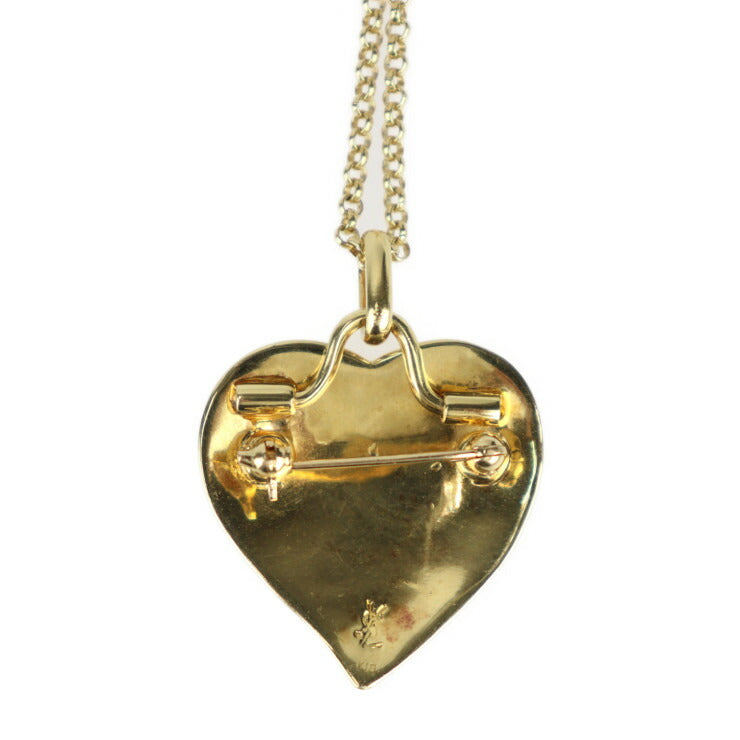 Beautiful SAINT LAURENT Saint Laurent heart motif necklace Necklace - K18 yellow gold Gold 2WAY brooch pendant Vintage logo YG 750