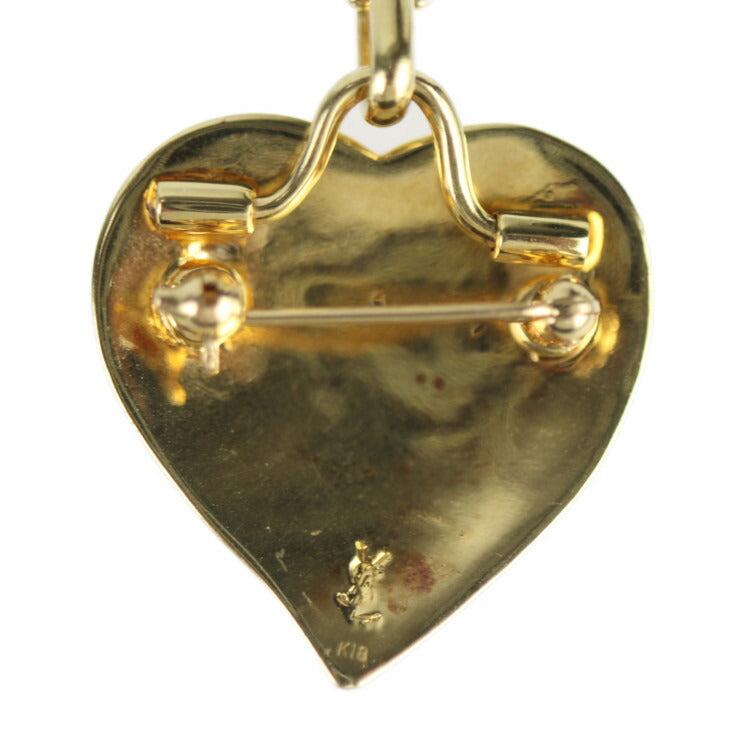 Beautiful SAINT LAURENT Saint Laurent heart motif necklace Necklace - K18 yellow gold Gold 2WAY brooch pendant Vintage logo YG 750