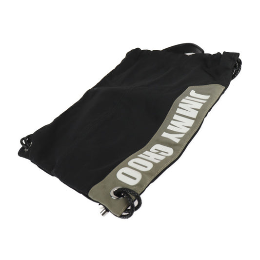 超美品 JIMMY CHOO ジミーチュウ MARLON マーロン リュック・デイパック - ナイロンキャンバス×レザー ブラック バックパック 巾着型 2WAY トートバッグ