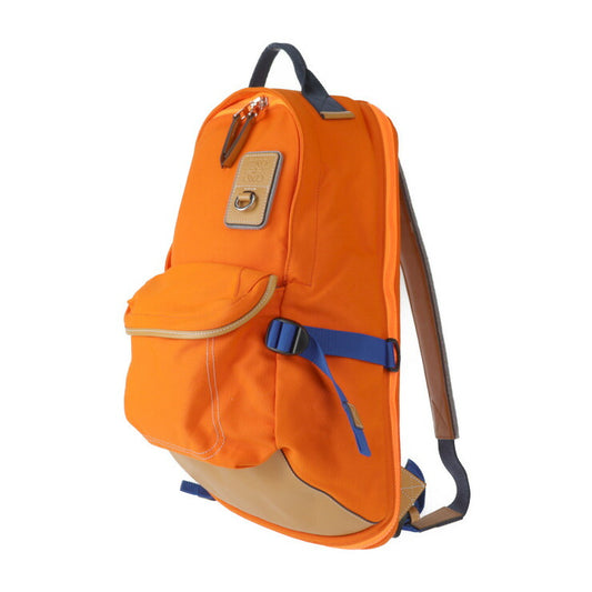 美品 LOEWE ロエベ Eye LOEWE Nature アイ ロエベ ネイチャー リュック・デイパック 301.50.NU40 キャンバス レザー オレンジ×ブラウン×ブルー シルバー金具 バックパック