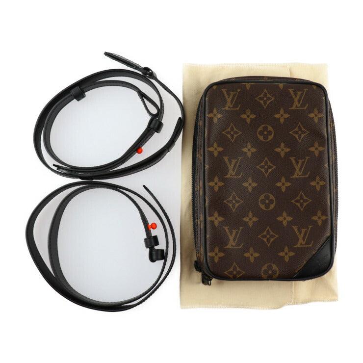 超美品 LOUIS VUITTON ルイ ヴィトン ソーラーレイ ユティリティ サイドバッグ モノグラム ショルダーバッグ M44477 PVC レザー ブラウン ブラック ボディバッグ ポーチ ビトン