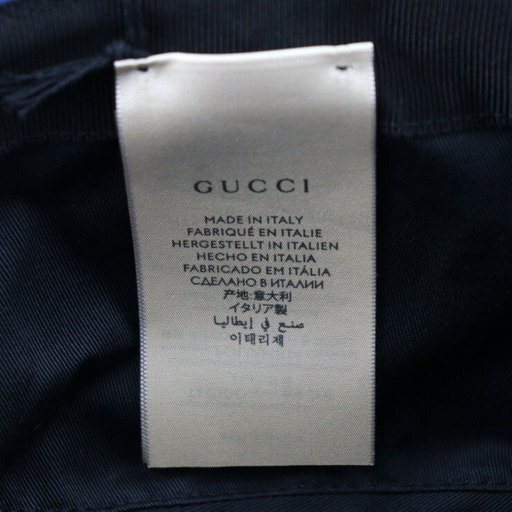 新品未使用展示品 GUCCI グッチ バケットハット オフ ザ グリッド ハット 627115 表記サイズ M GGナイロン×レザー ブルー ブラック 帽子