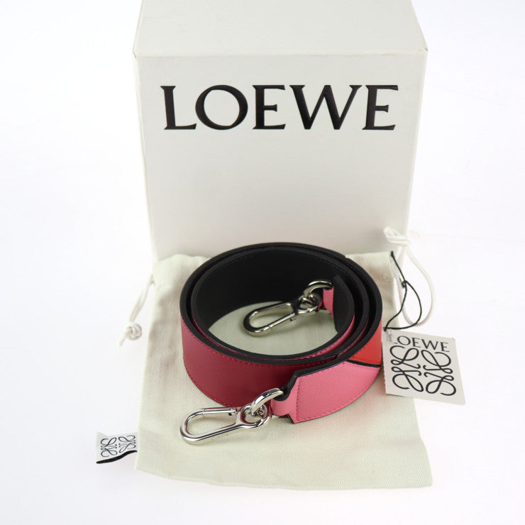 超美品 LOEWE ロエベ デグレード パズル バンドリエール 90 ショルダーストラップ 125.99UR71 クラシックカーフスキン ピンク×レッド×パープル×ブラック シルバー金具 替えストラップ