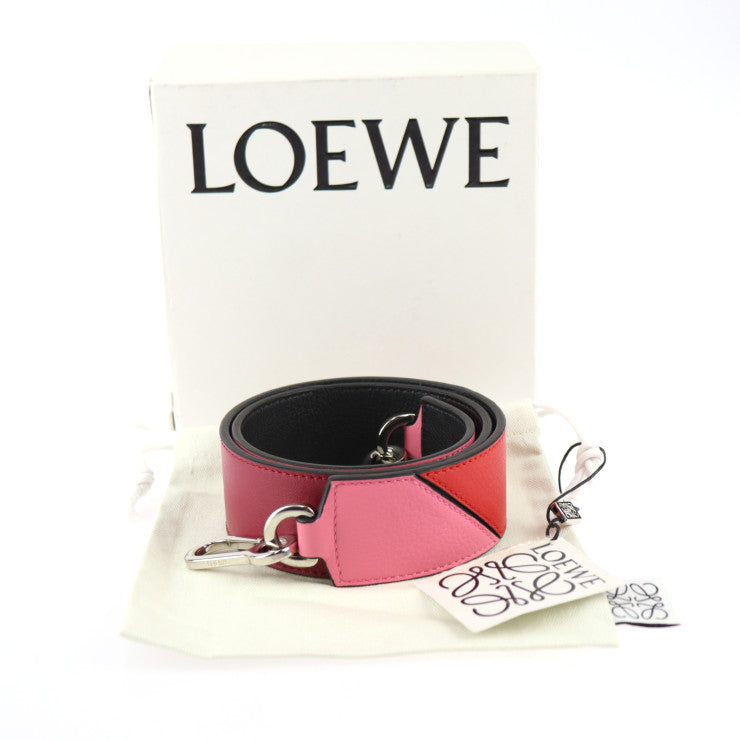 Very good condition LOEWE Degrade Puzzle Bandouliere 90 shoulder strap 125.99UR71 Classic calfskin Pink x red x purple x black Silver hardware Replacement strap