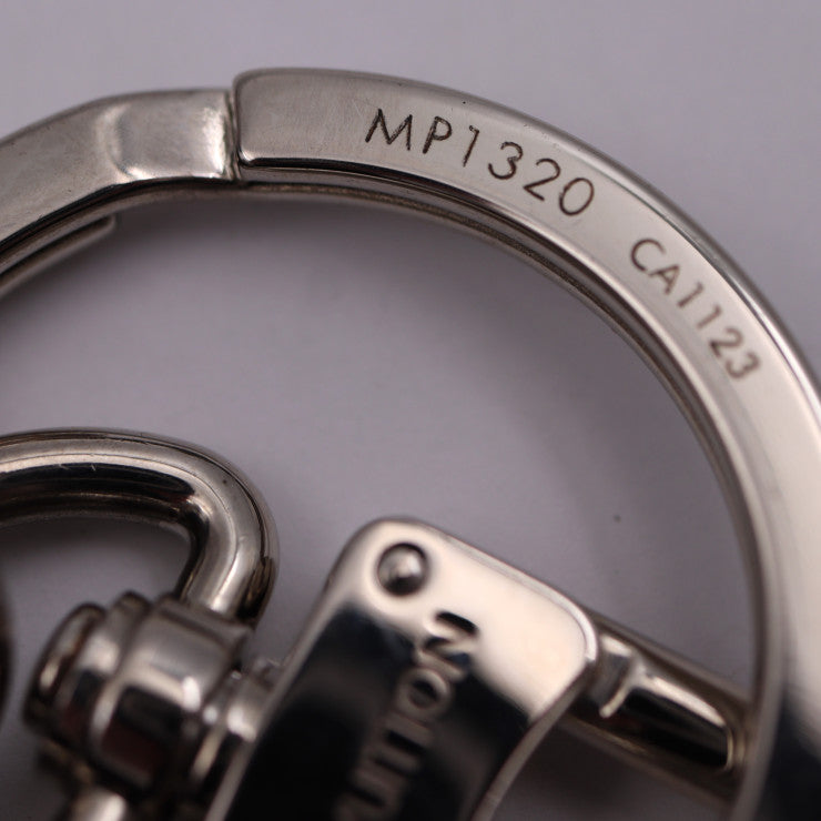 美品 LOUIS VUITTON ルイ ヴィトン サマーメロディ ダミエ パンチング キーホルダー MP1320 カウハイドレザー ブラウン系 シルバー金具 キーリング バッグチャーム 熊 ベアー ビトン