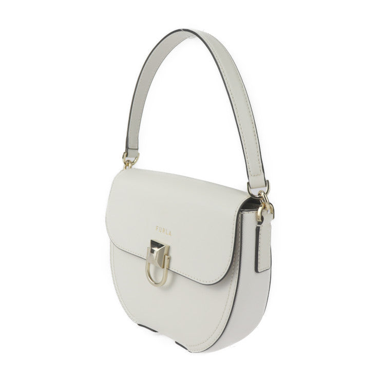 超美品 Furla フルラ CIRCE Crossbody S キルケ クロスボディS ハンドバッグ WB00641 レザー アイボリー系 ゴールド金具 2WAY ショルダーバッグ ポシェット