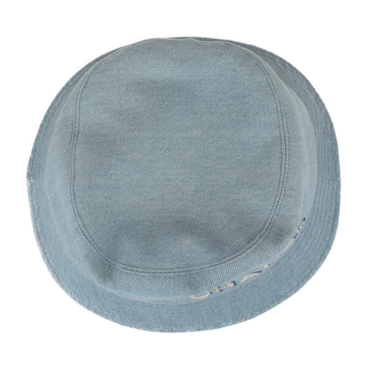 Beautiful CHANEL bucket hat - Size M Cotton denim Light blue Hat Logo Sequins Embroidery