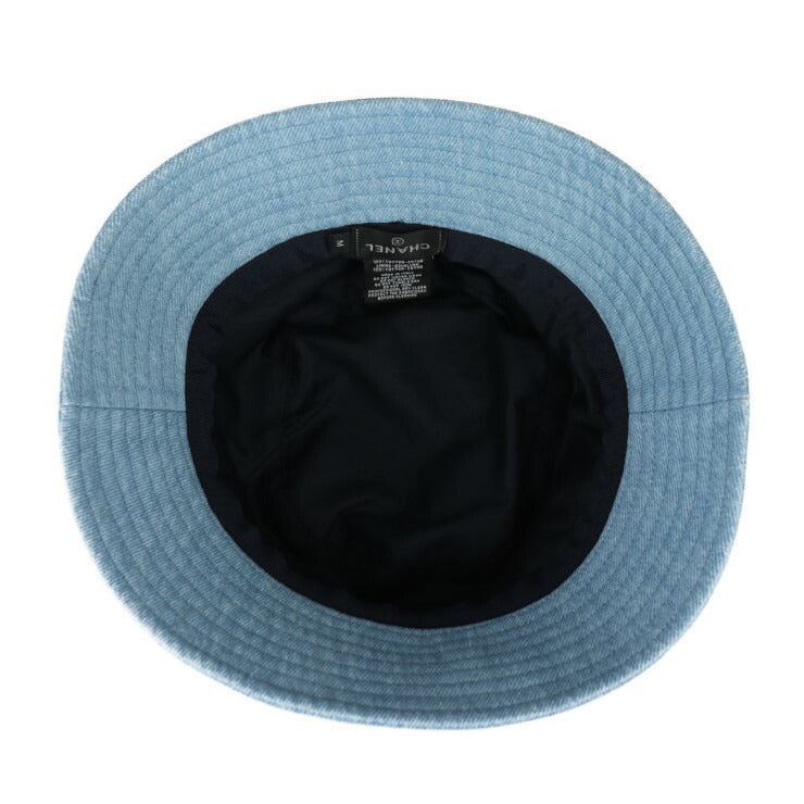 Beautiful CHANEL bucket hat - Size M Cotton denim Light blue Hat Logo Sequins Embroidery
