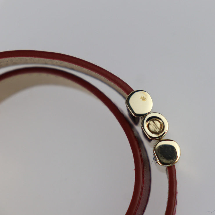 美品 BVLGARI ブルガリ ドッピオトンド ダブルコイル ブレスレット ブルガリブルガリ ブレスレット 285116 レザー ボルドー系 ゴールド金具 2重
