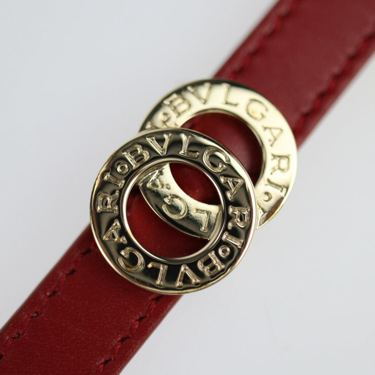 美品 BVLGARI ブルガリ ドッピオトンド ダブルコイル ブレスレット ブルガリブルガリ ブレスレット 285116 レザー ボルドー系 ゴールド金具 2重