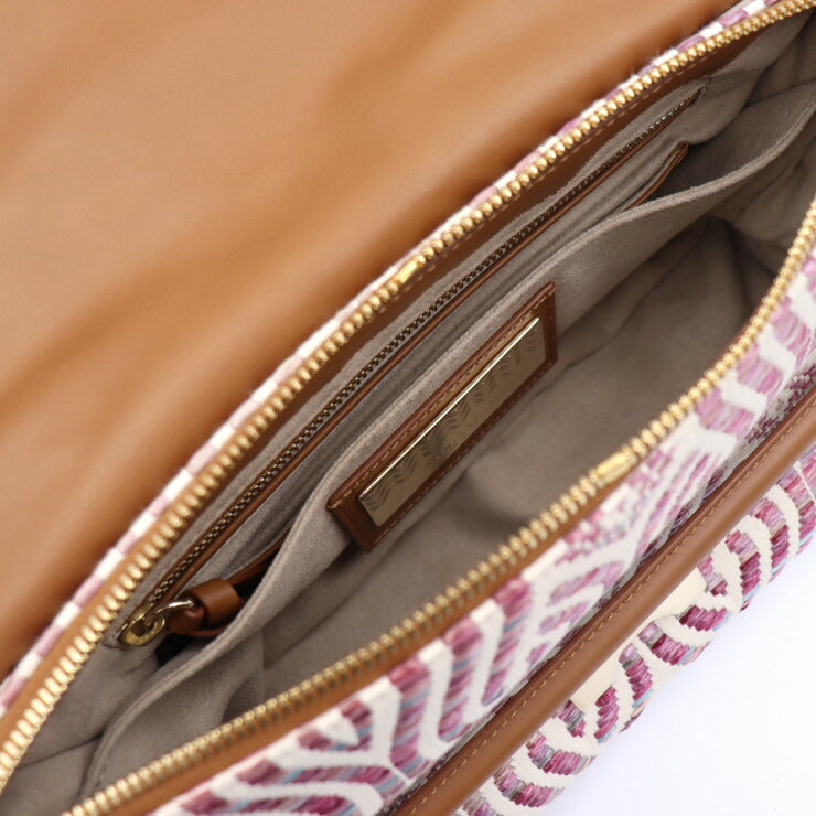 超美品 ZANELLATO ザネラート NINA ニーナ ハンドバッグ - キャンバス ストロー レザー マルチカラー ゴールド金具 2WAY ショルダーバッグ