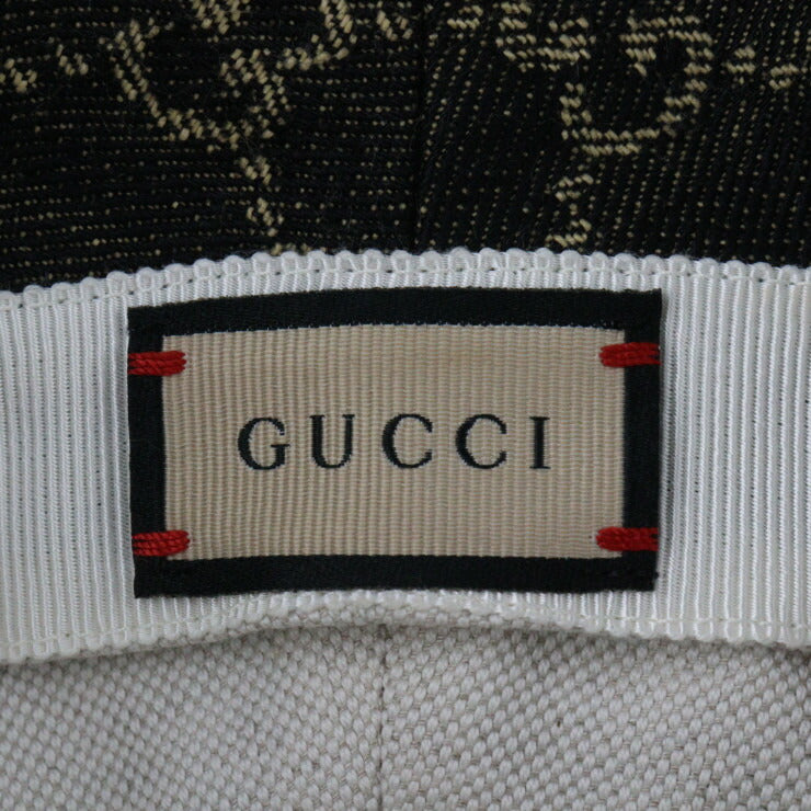 Very good condition GUCCI bucket hat 5763713 Size M 58cm GG canvas leather black beige hat
