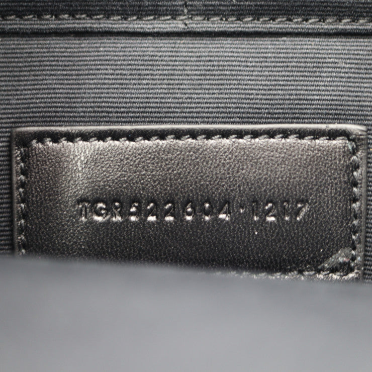 美品 SAINT LAURENT PARIS サンローランパリ IPAD MILITAR セカンドバッグ 522604 レザー ブラック シルバー金具 クラッチバッグ ポーチ ロゴプレート