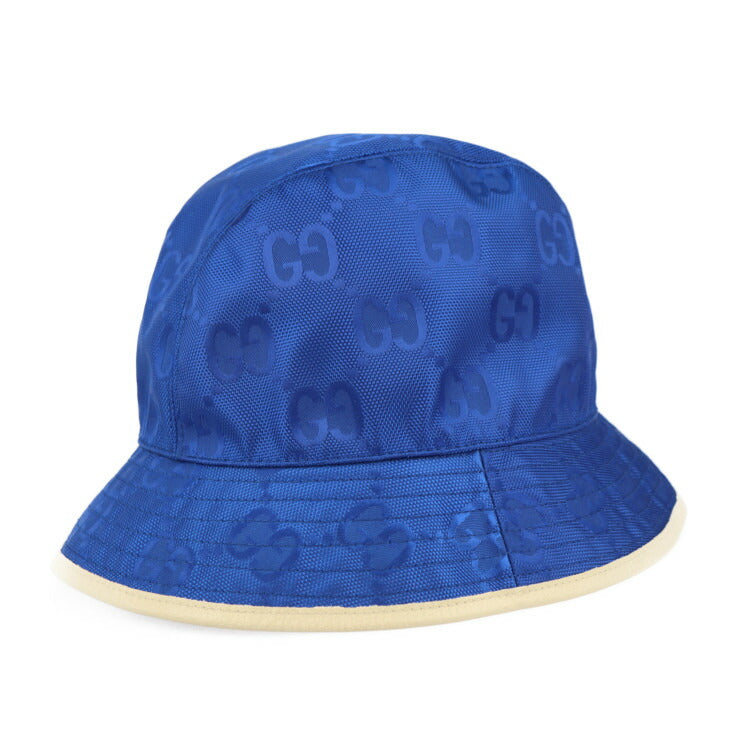 Brand new, unused, display item, GUCCI, bucket hat, Off the Grid hat, 627115, listed size L, GG nylon x leather, blue, beige, hat, Japan-exclusive color