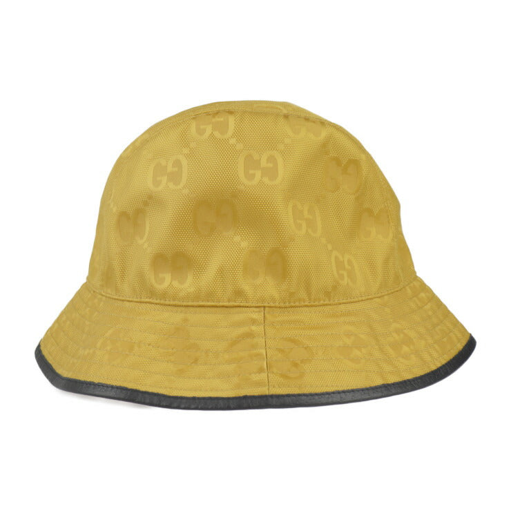 Brand new, unused, display item, GUCCI, bucket hat, Off the Grid hat, 627115, size M, GG nylon x leather, yellow, black, hat