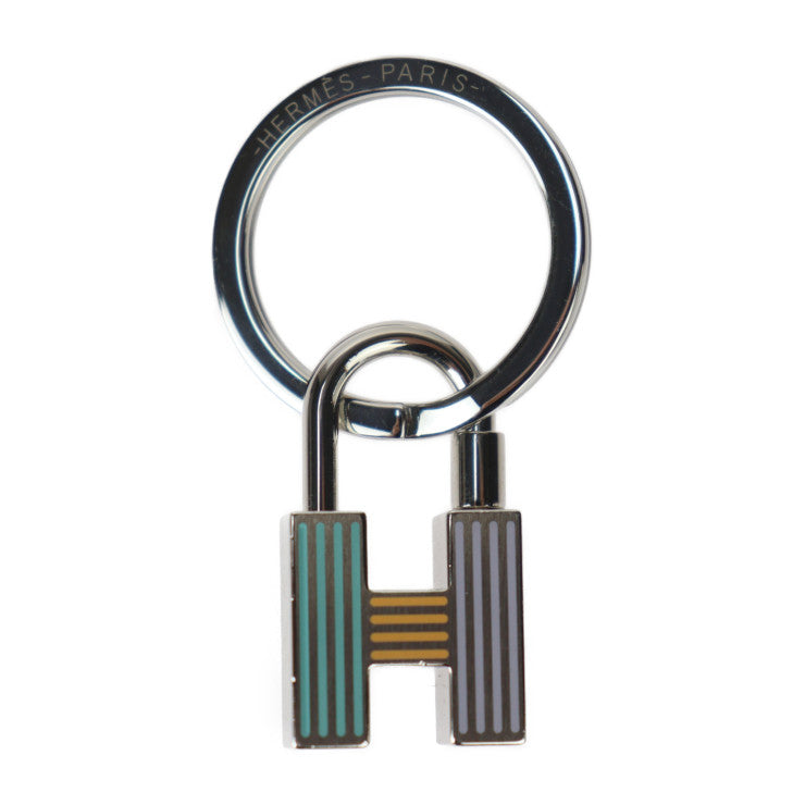 超美品 HERMES エルメス CADENAS QUIZZ RAINBOW カデナ クイズ レインボー キーホルダー - メタル シルバー マルチカラー バッグチャーム キーリング パラディウム ラッカー