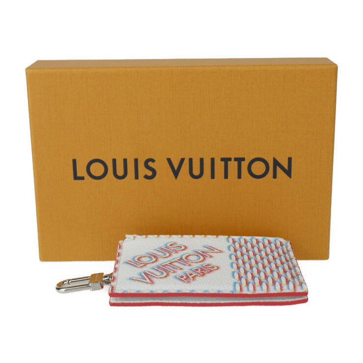 超美品 LOUIS VUITTON ルイ ヴィトン ドゥーブル ジップド・カード ホルダー ダミエ ジャイアント スプレー コインケース M81430 レザー ブロン ホワイト系 マルチカラー シルバー金具 小銭入れ ダブルジップファスナー ビトン